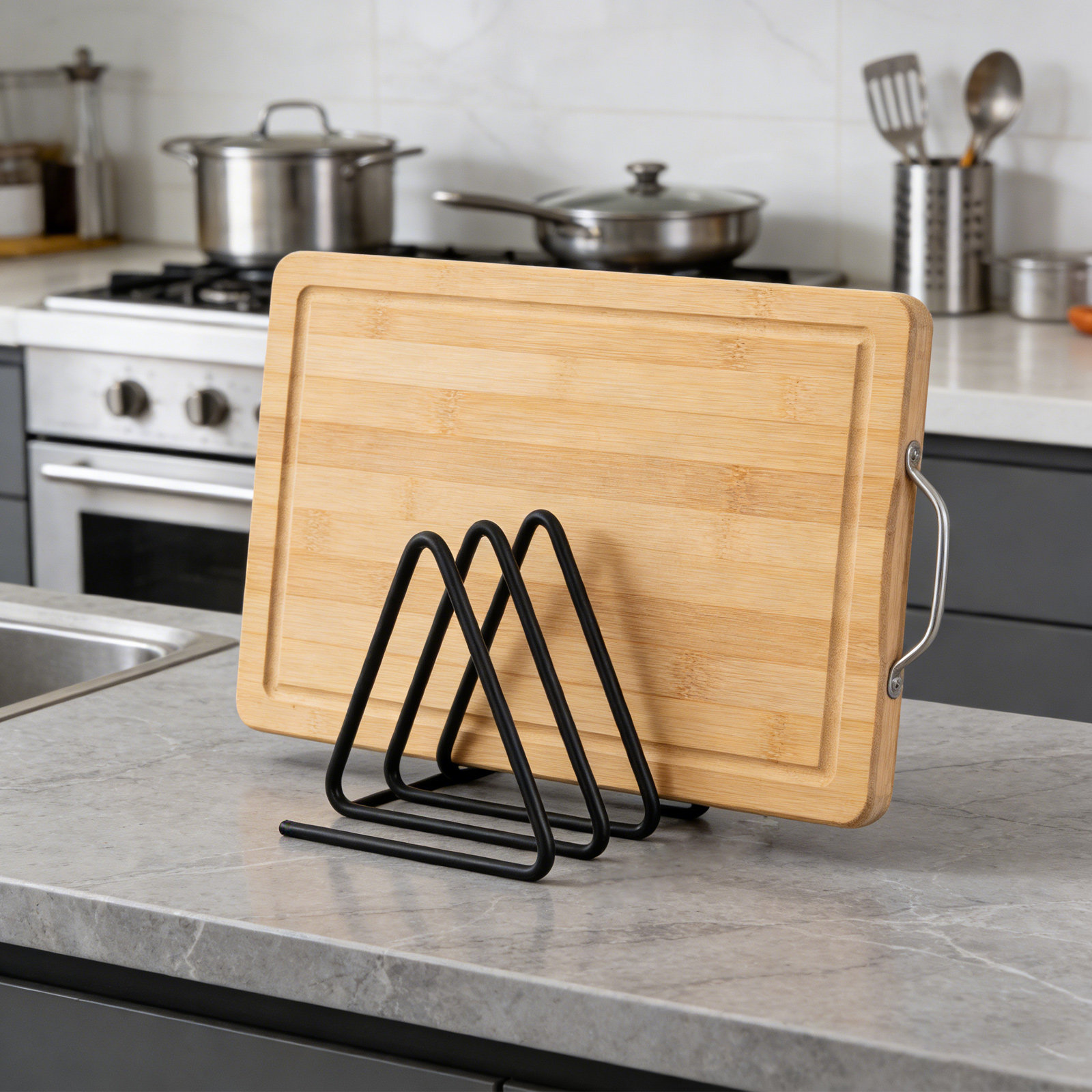 Kitchen Baking Sheet Organizer - Support triangulaire pour planches à découper,