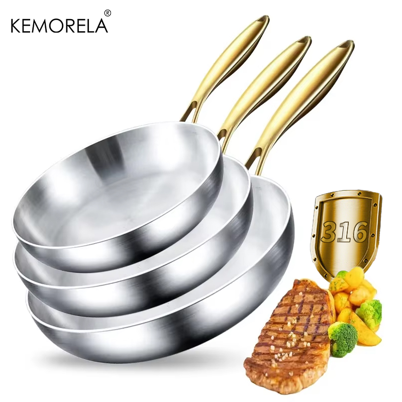 Kitchen Baking Pan Set - Poêle à frire avec manche doré
